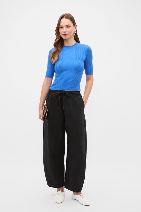 Cotton Blend Rib Knit Top  Blue Haven  hi-res