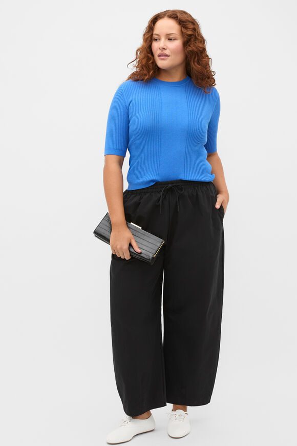 Cotton Blend Rib Knit Top  Blue Haven  hi-res