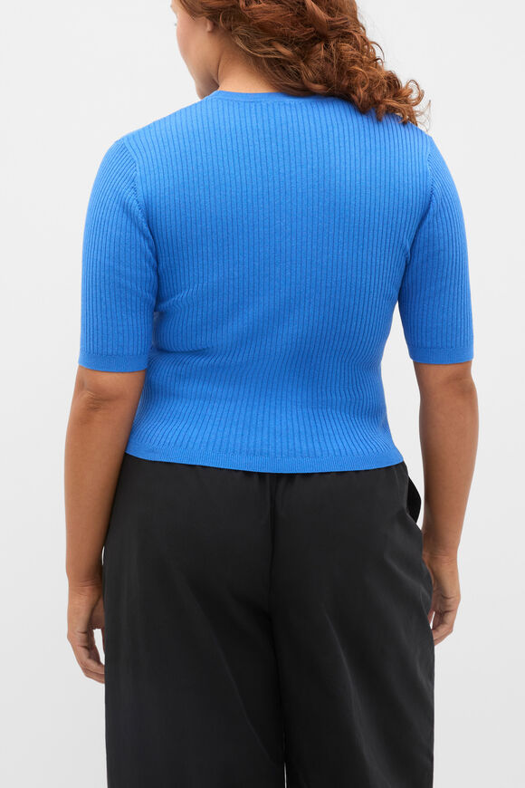 Cotton Blend Rib Knit Top  Blue Haven  hi-res