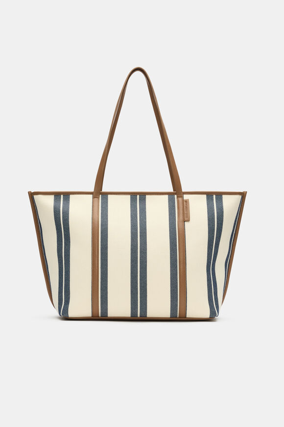 Trim Detail Stripe Tote  Twilight Blue  hi-res