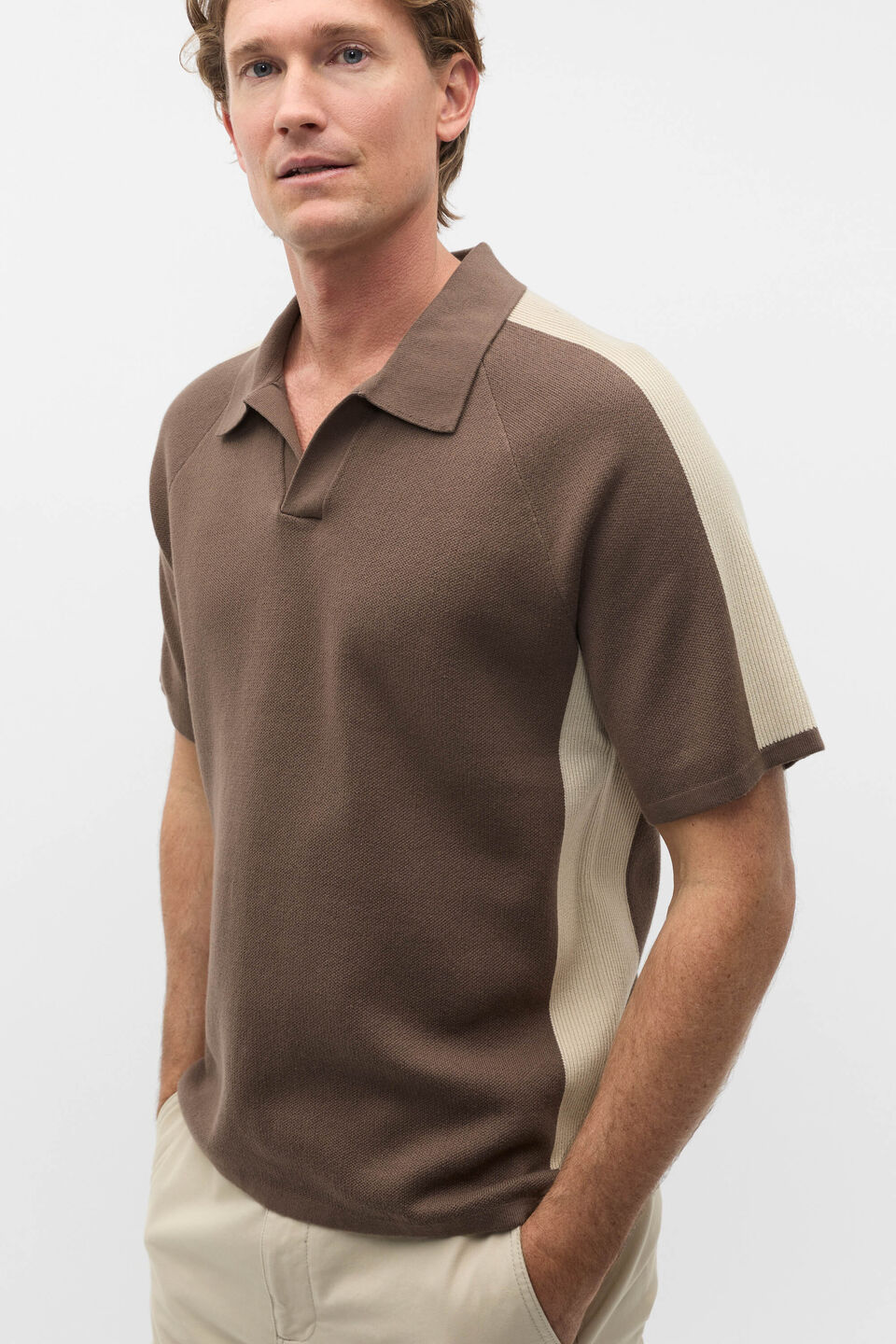 Colourblock Trophy Polo  Cocoa