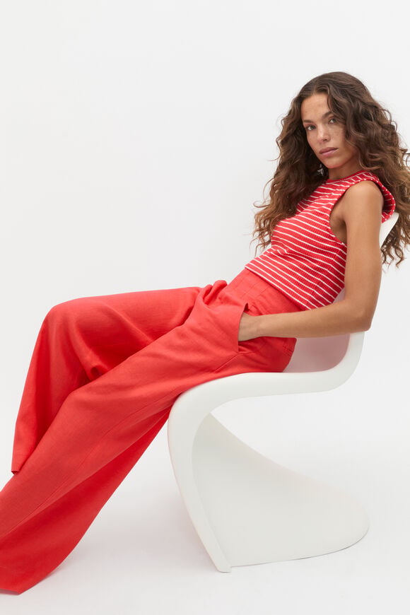 Stripe Textured Shell Top  Electric Crimson Stripe  hi-res
