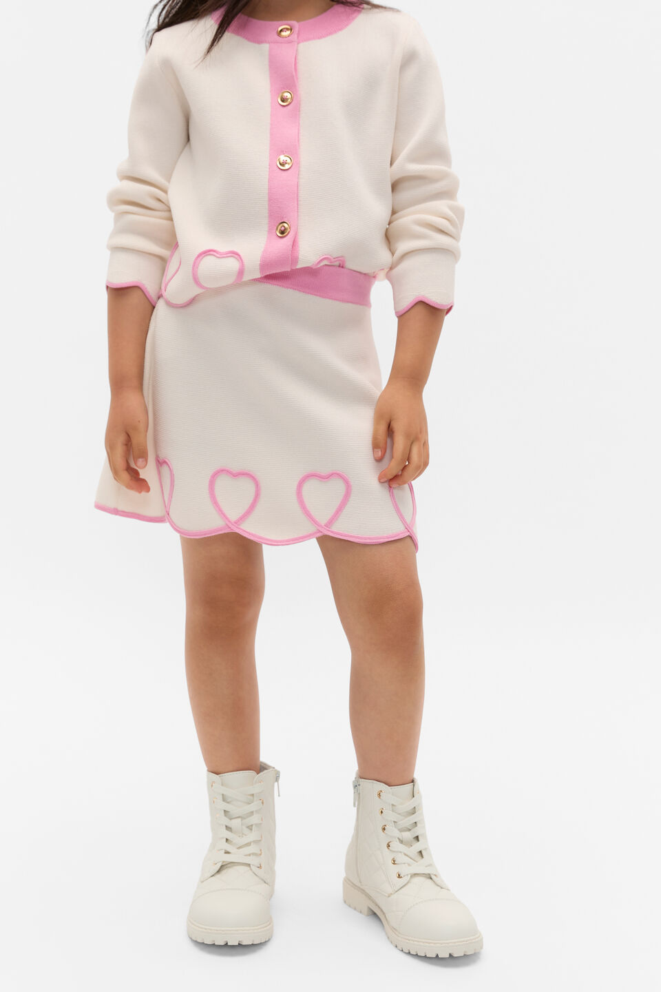 Heart Crepe Skirt  Classic Cream