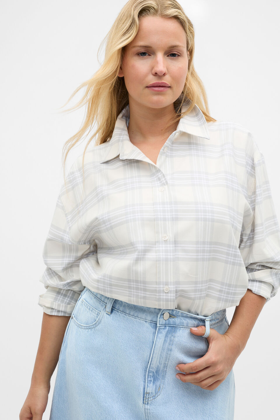 Cotton Check Shirt  Pale Slate Check