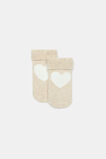 Newborn Terry Heart Sock  Oat Marle  hi-res