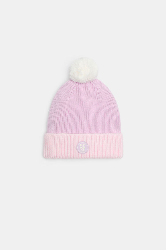 Rib Colourblock Beanie  Orchid  hi-res