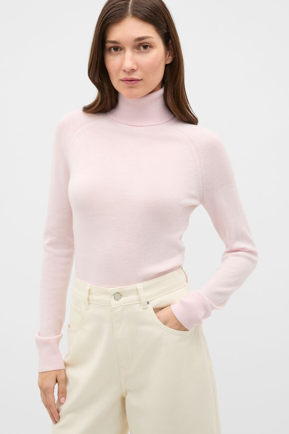 Merino Roll Neck Raglan Knit  Primrose  hi-res