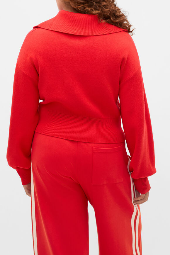 Double Knit Crop Zip Through  Chilli Red  hi-res