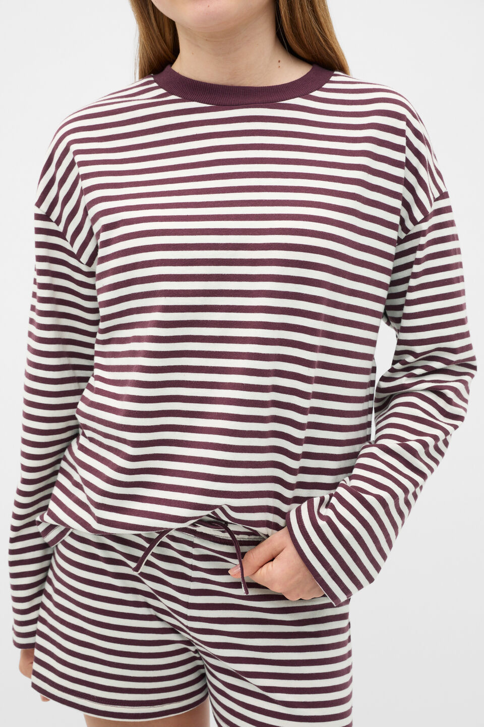 Stripe Boyfriend Tee  Mulberry