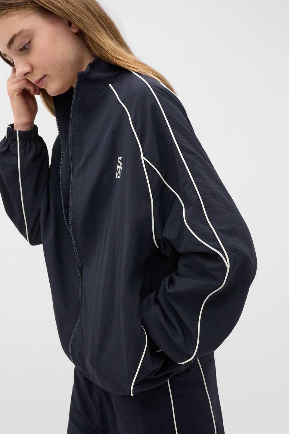 Piped Spray Jacket  New Navy