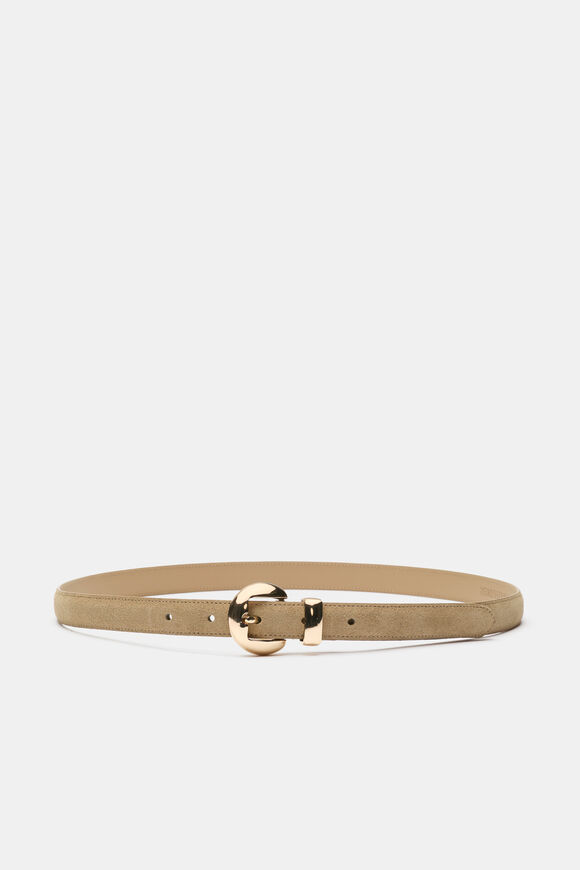 Tessa Round Buckle Belt  Cashew Suede  hi-res