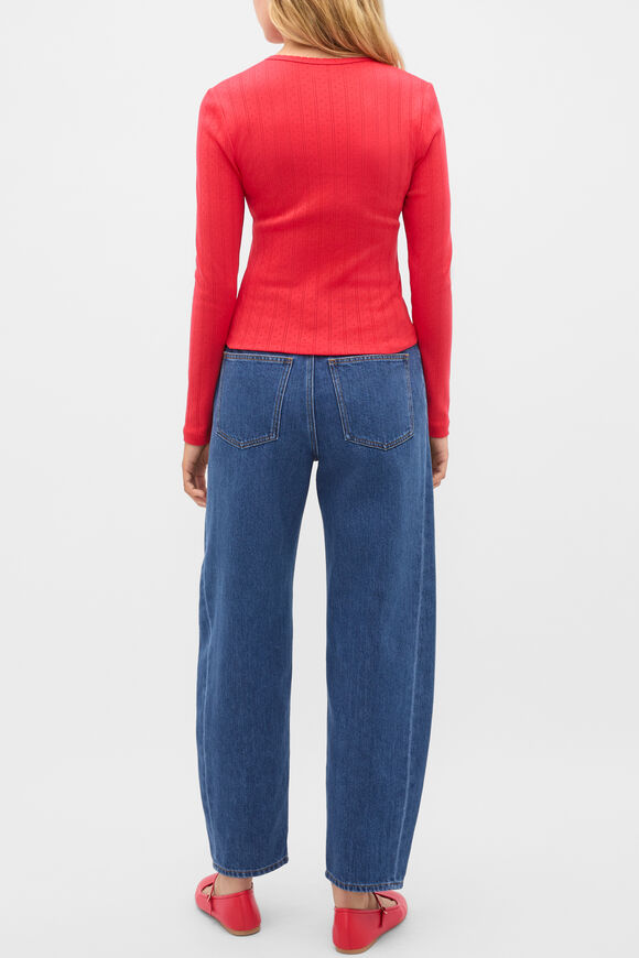 Pointelle Button Cardigan  Chilli Red  hi-res