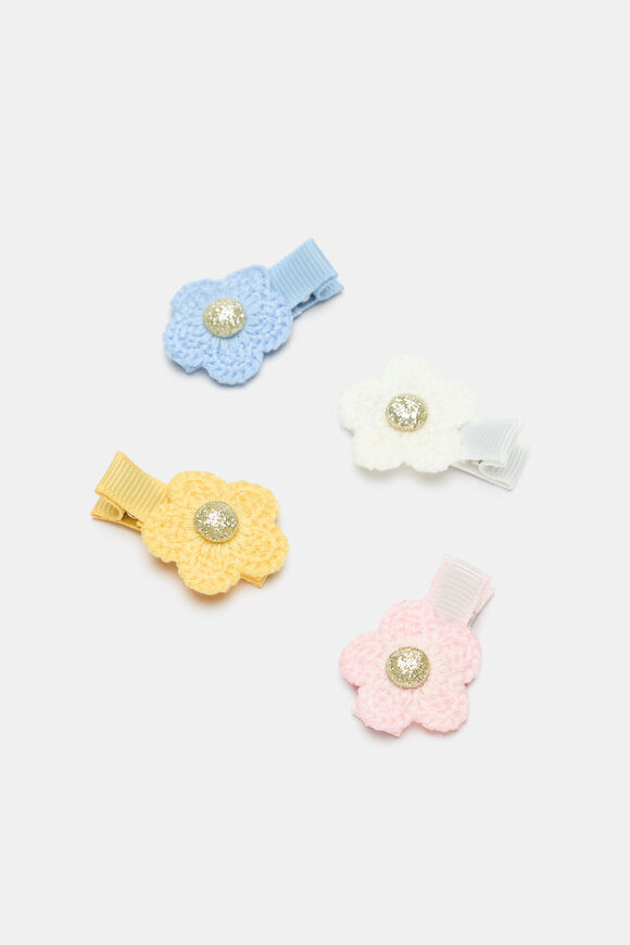 Crochet Flower Duck Clips  Pink Multi  hi-res