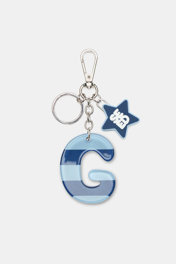Blue Stripe Initial Keyring  G  hi-res