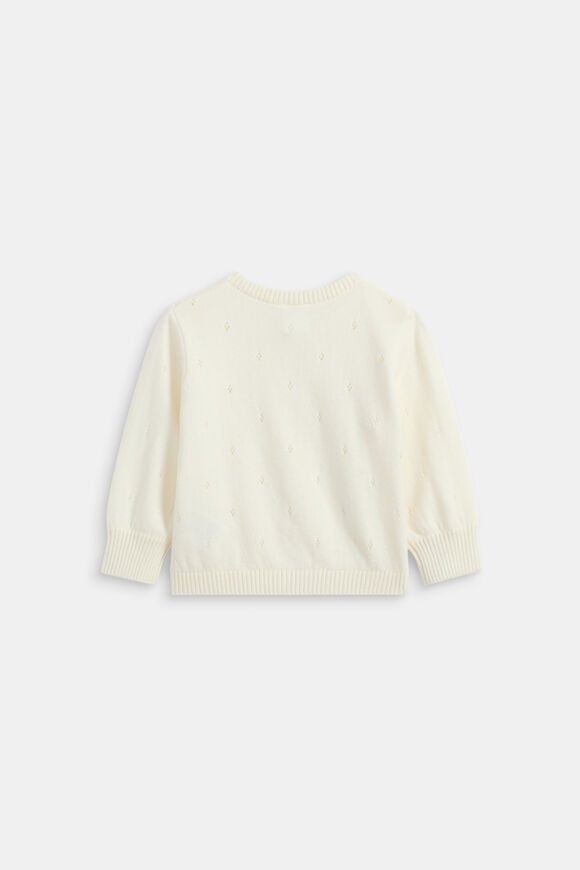 Pointelle Knit Cardigan  Classic Cream  hi-res
