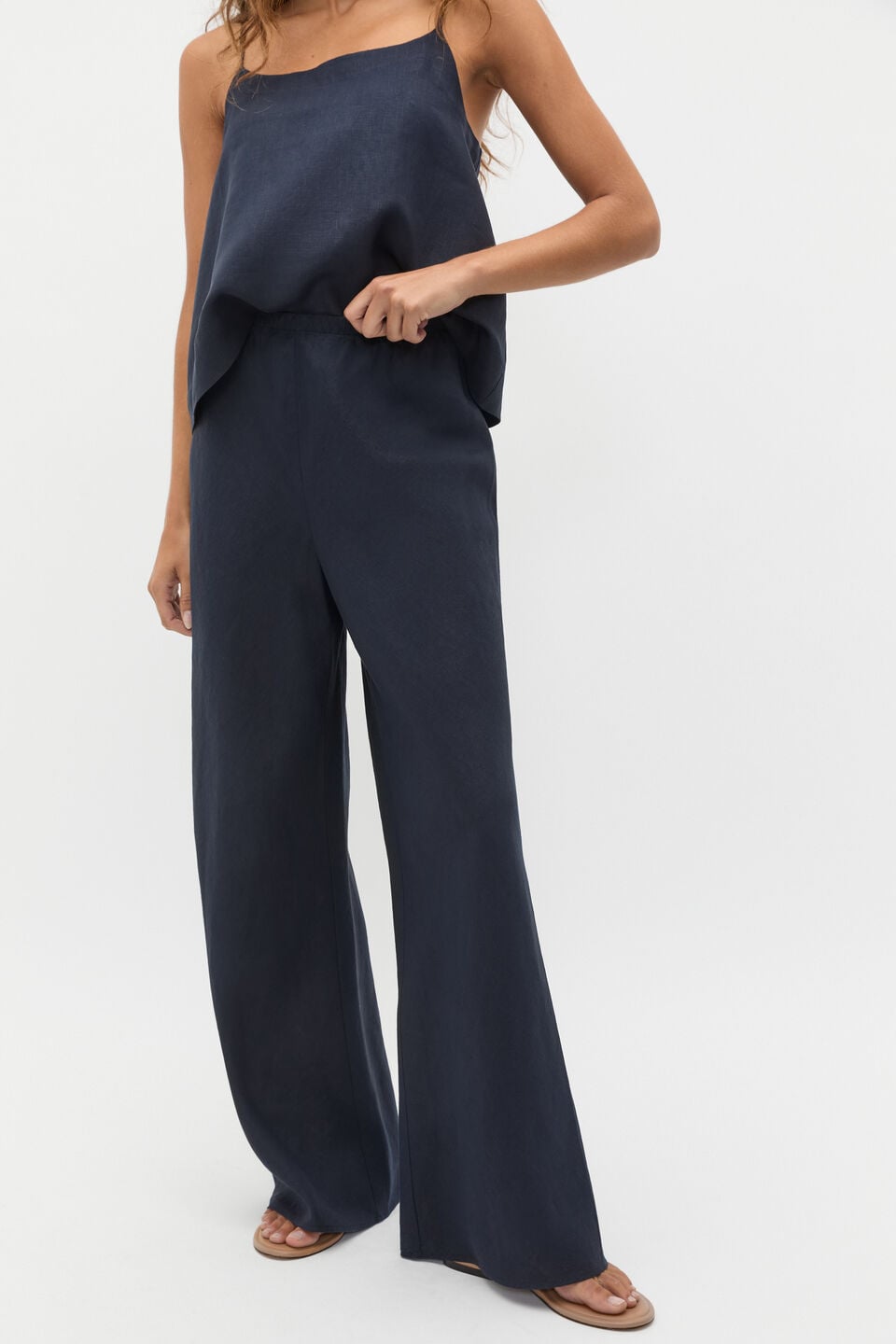 Core Linen Easy Wide Leg Pant  Twilight Blue