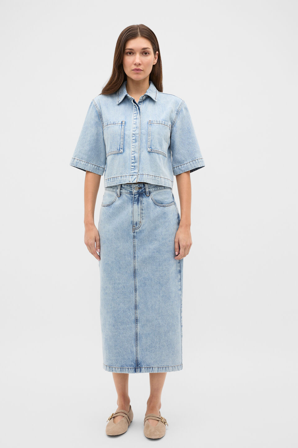 Denim Boxy Shirt  Breeze Blue Wash