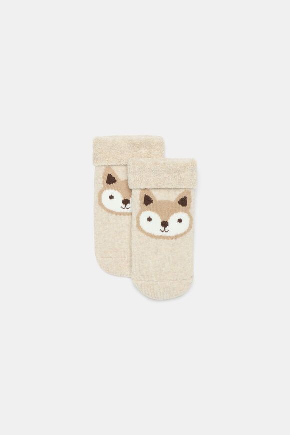 Newborn Terry Fox Sock  Oat Marle  hi-res