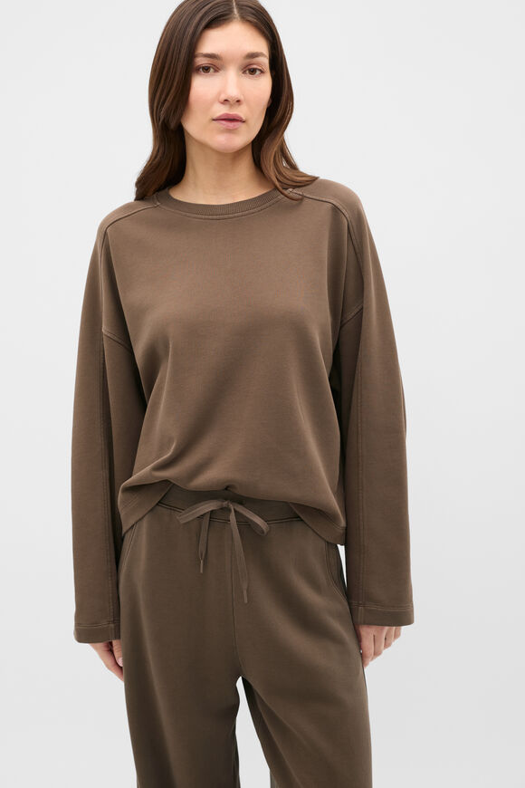 Terry Balloon Sleeve Sweat  Chestnut Wash  hi-res