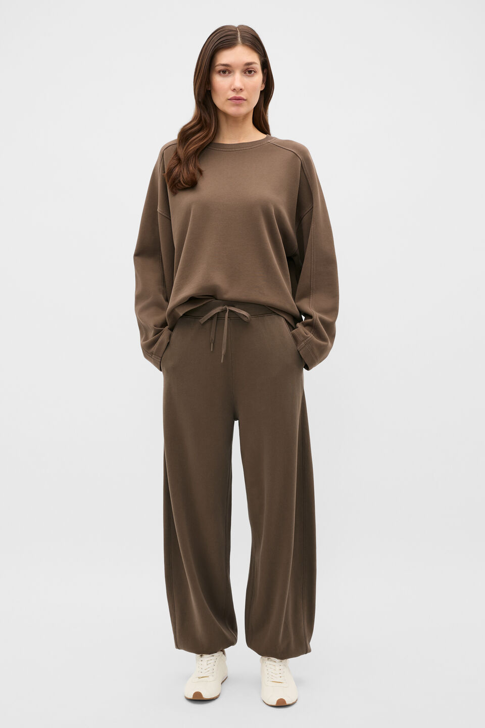 Terry Balloon Sleeve Sweat  Chestnut Wash