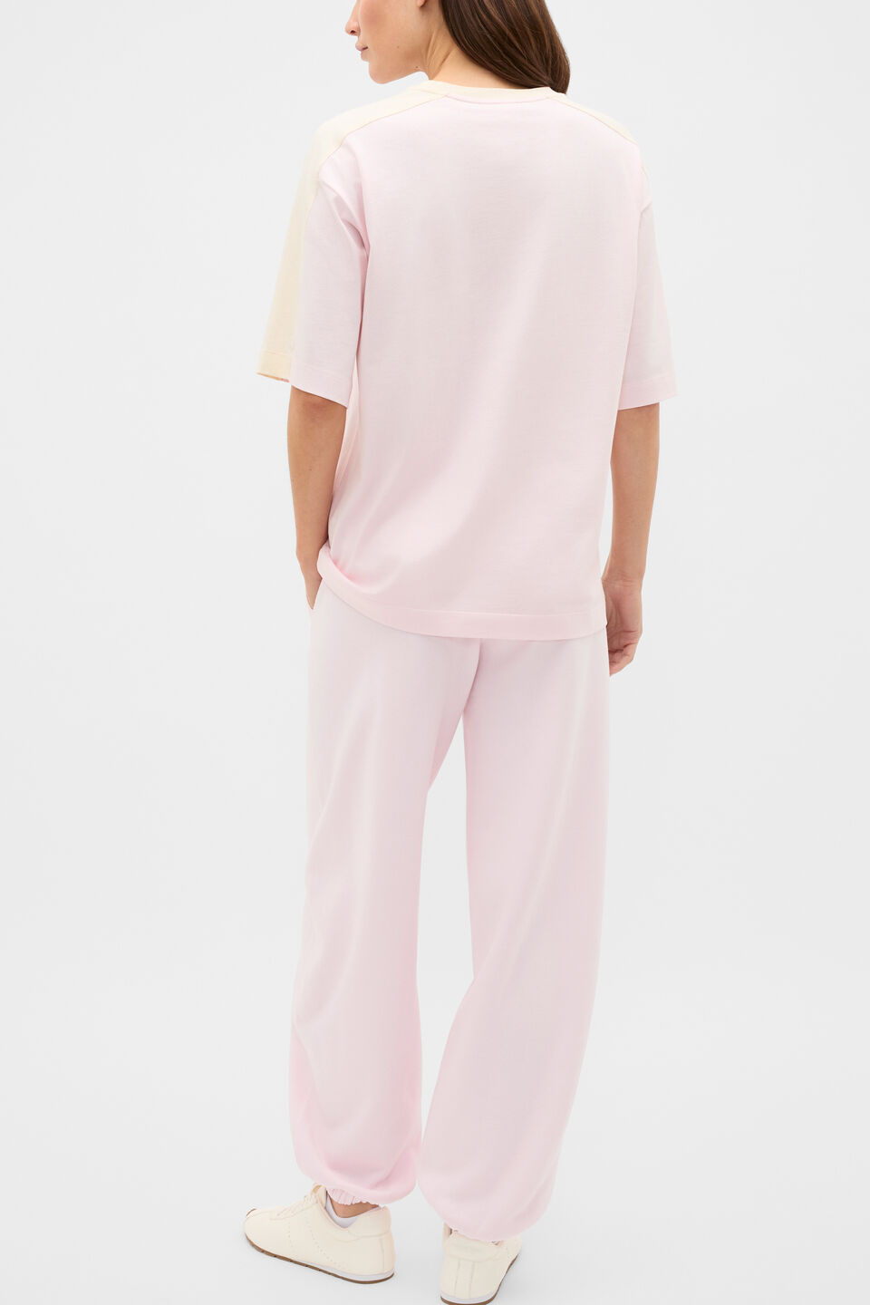 Contrast Sleeve Panel Boxy Tee  Primrose