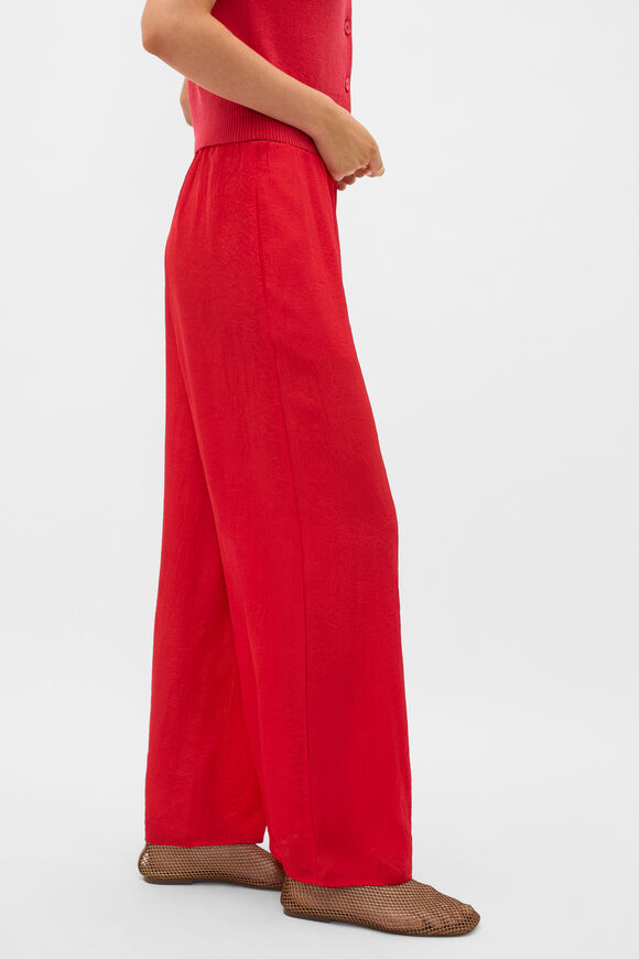 Textured Satin Easy Wide Leg Pant  Chilli Red  hi-res
