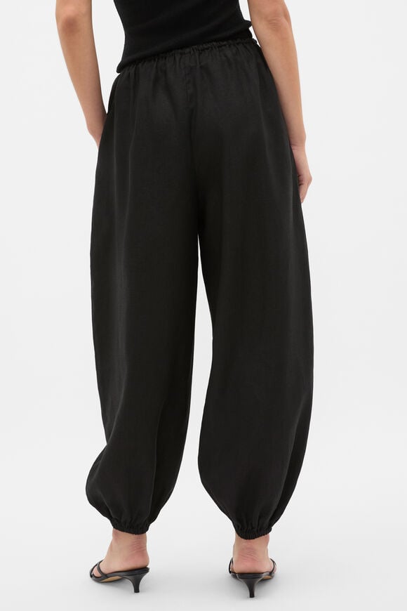 Linen Balloon Tie Pant  Black  hi-res