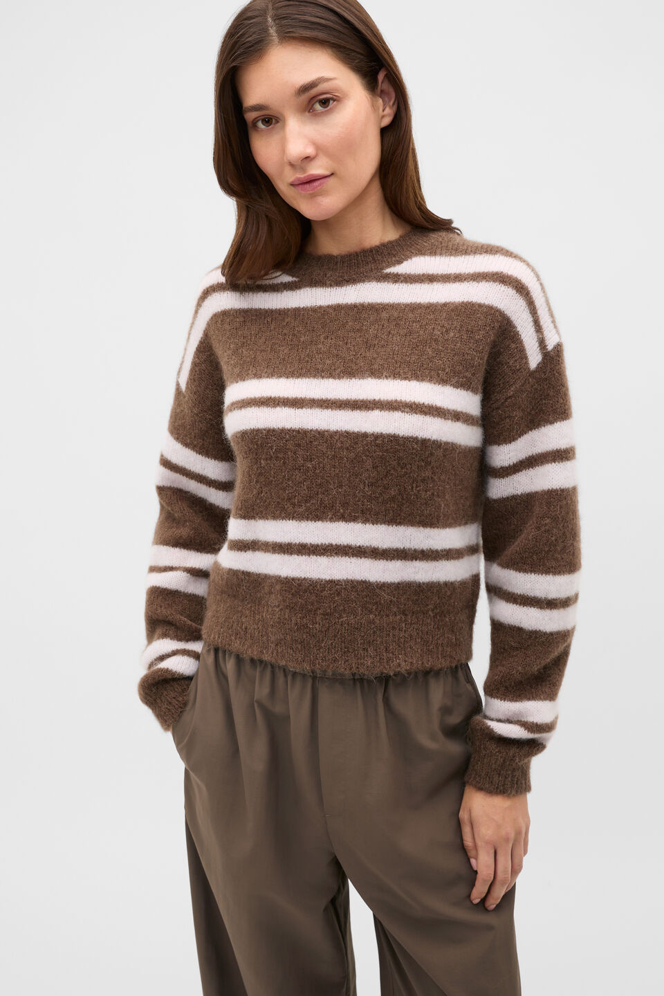 Lofty Stripe Relaxed Knit  Chestnut Stripe