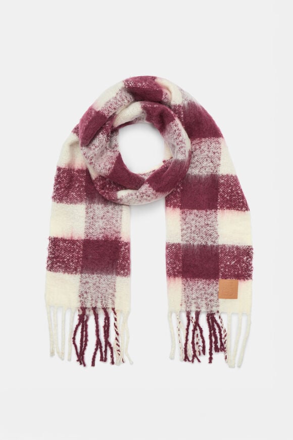 Check Textured Scarf  Plum Multi  hi-res