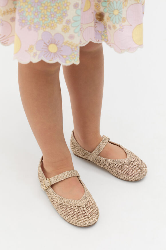 Metallic Crochet Ballet  Gold  hi-res