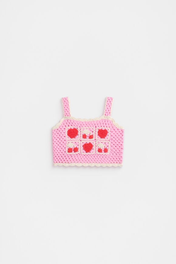 Crochet Cami  Candy Pink  hi-res