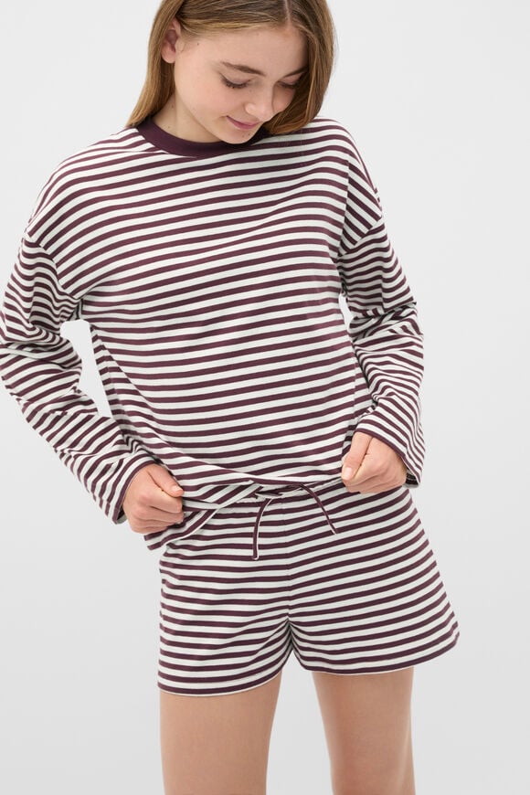 Stripe Pull On Short  Mulberry  hi-res