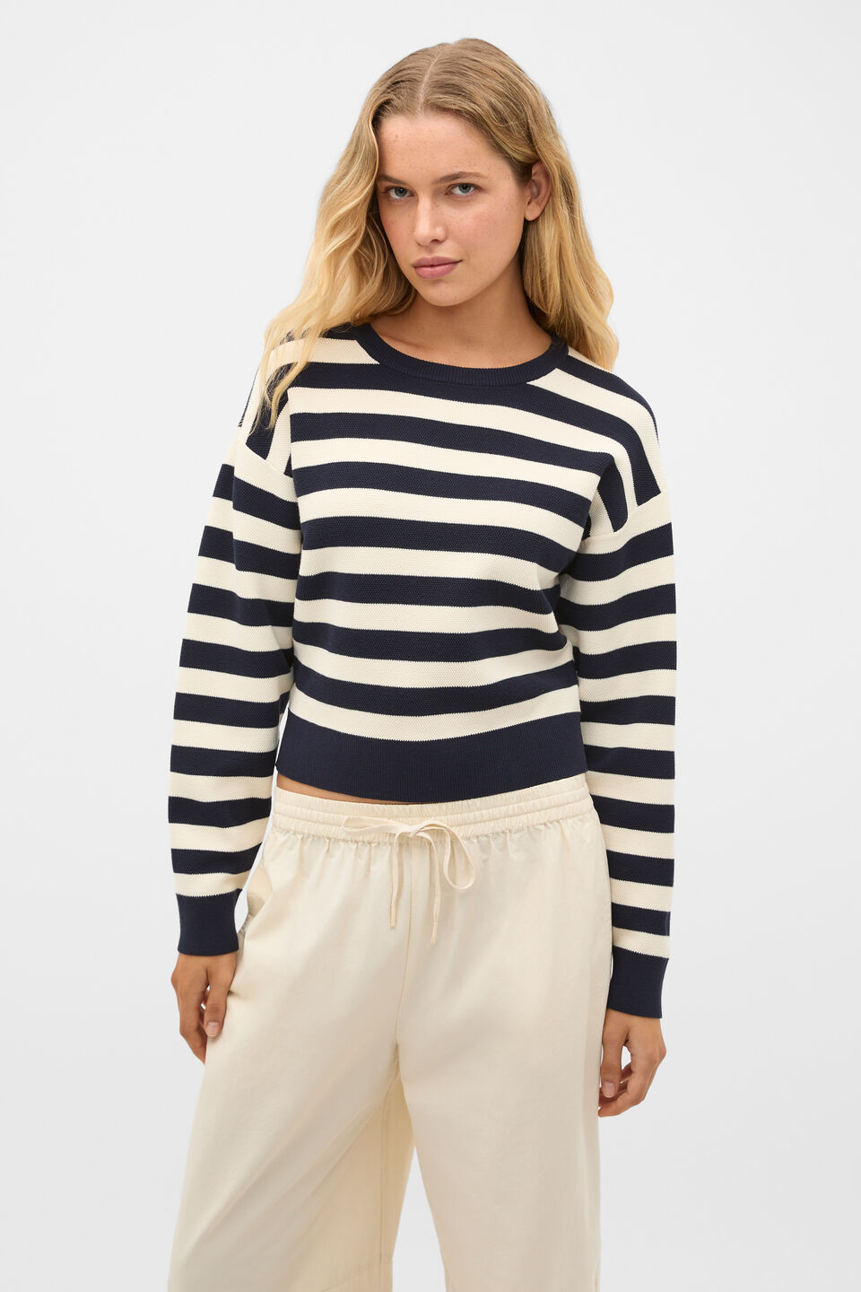 Textured Stripe Knit  Twilight Blue Stripe