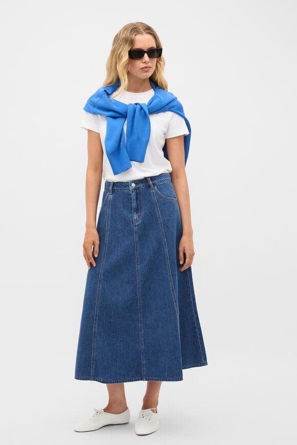 Denim A-Line Midi Skirt  Heritage Wash  hi-res