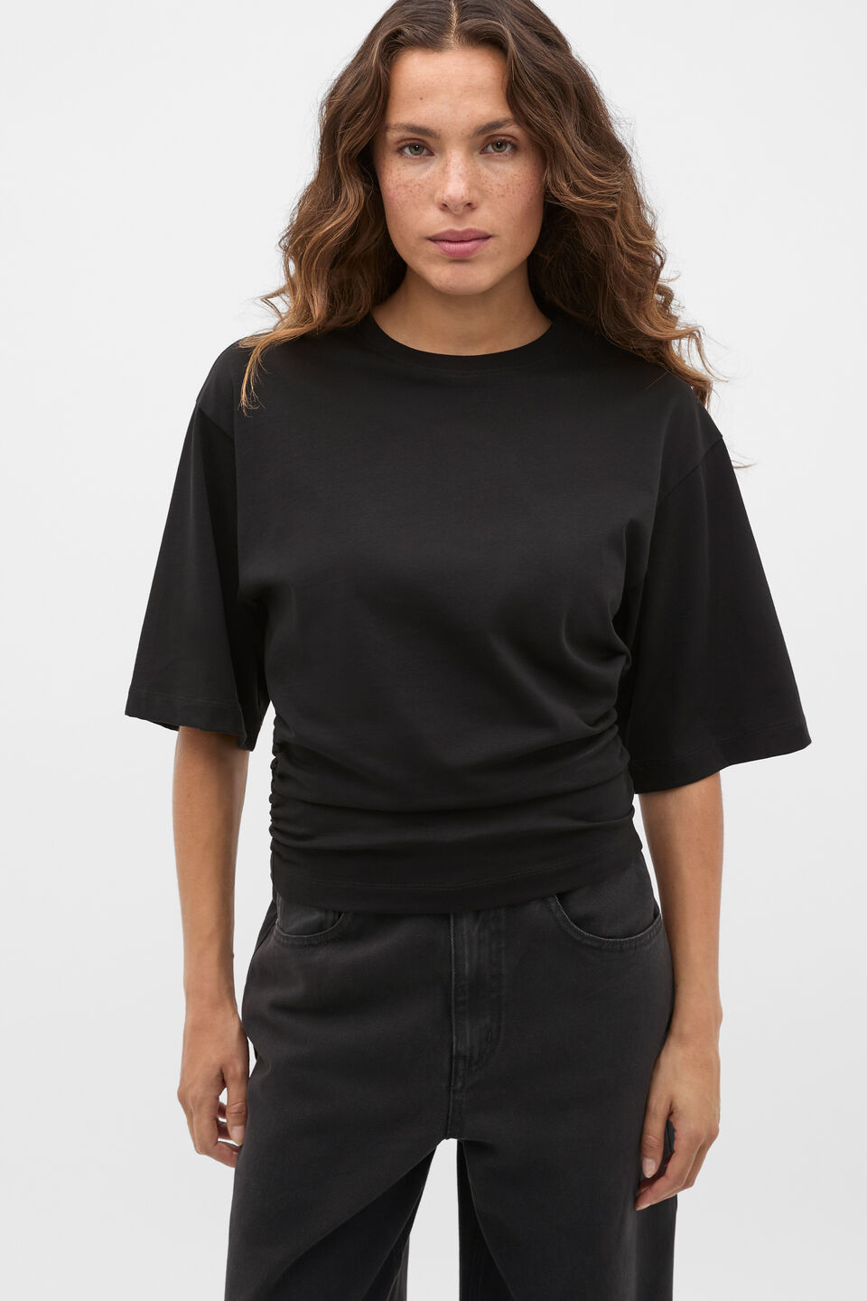Waisted Crop Tee  Black
