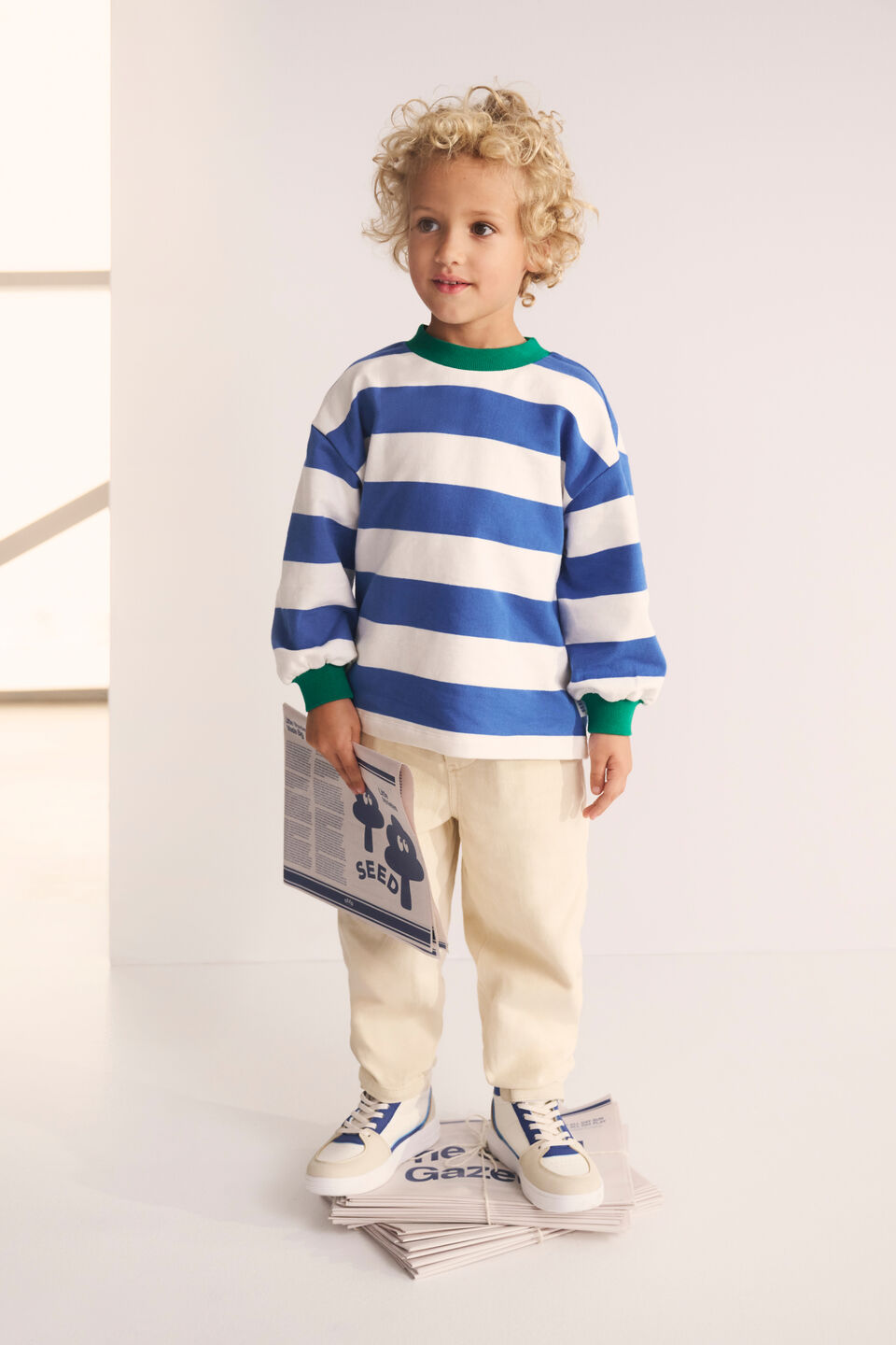 Block Stripe Sweat  Cobalt