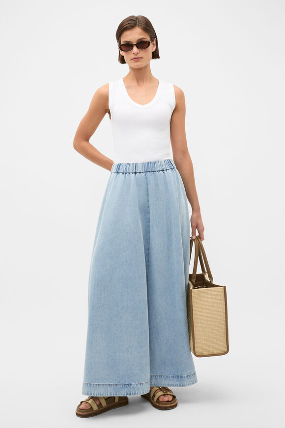 Soft Denim Circle Skirt   Chalk Blue Wash  hi-res