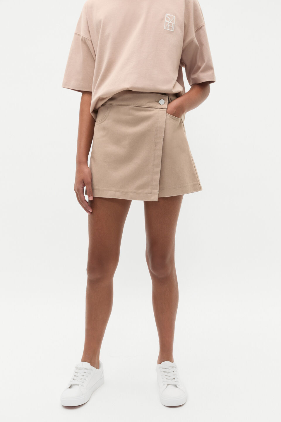 Denim Wrap Skort  Neutral