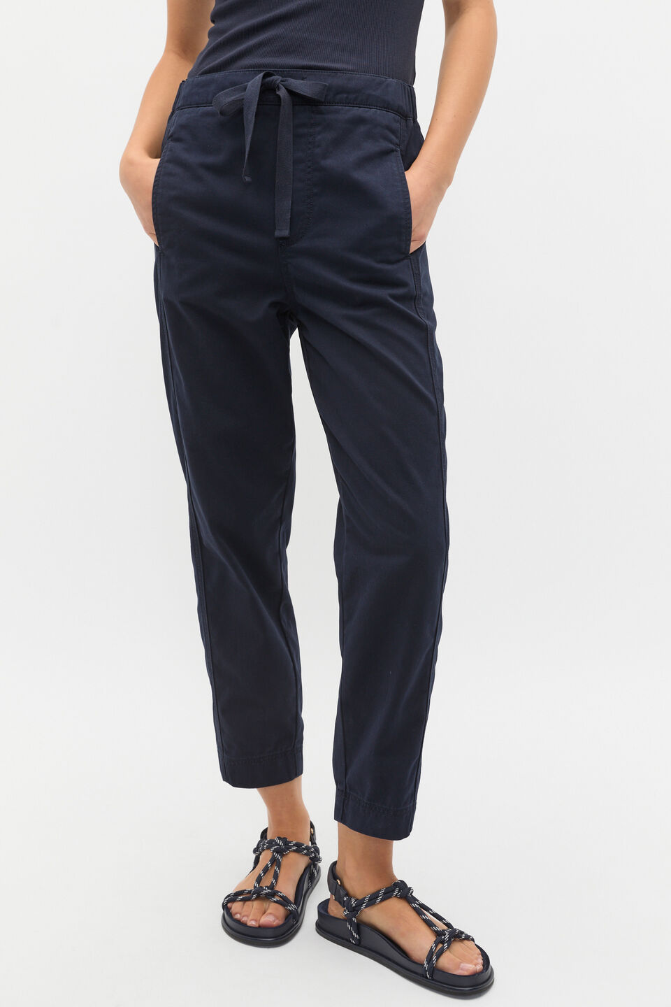 Casual Cotton Tapered Leg Pant  Twilight Blue