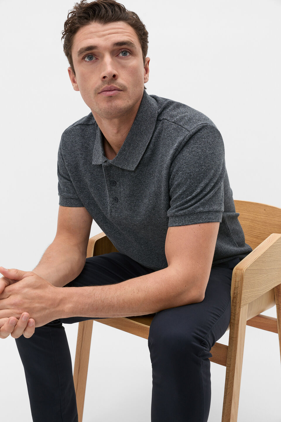 Textured Polo  Midnight Blue