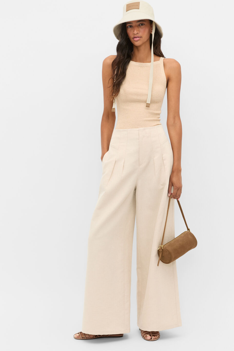 Twill High Waist Pant  Ecru