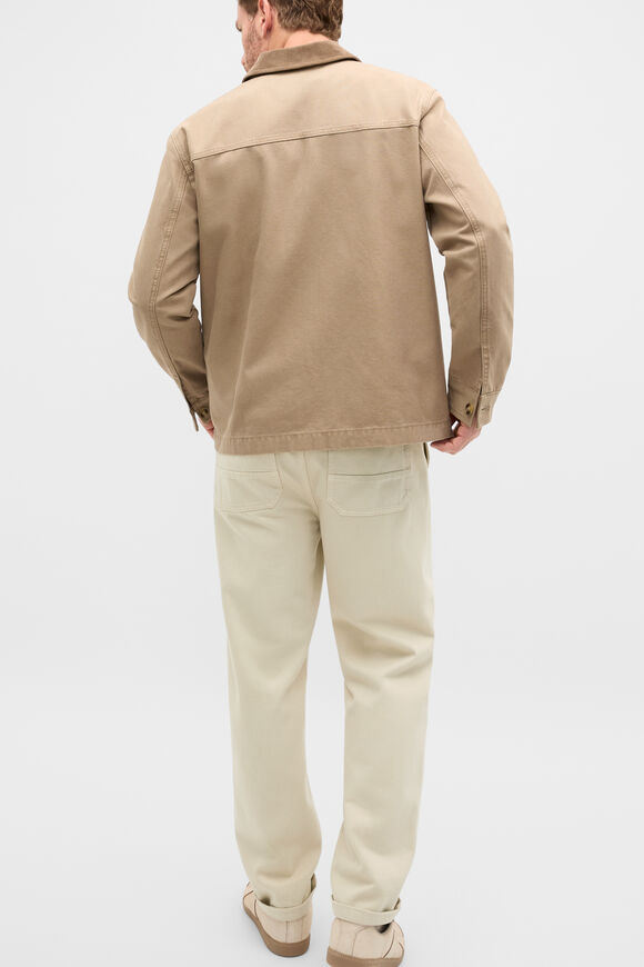 Contrast Trim Overshirt  Dark Stone  hi-res