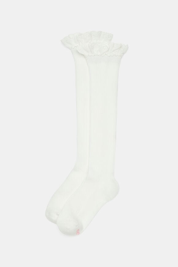 Knee High Frill Sock  Vanilla  hi-res