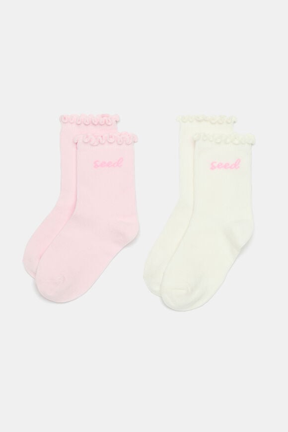 Cursive Seed Sock 2 Pack  Pink Lemonade  hi-res
