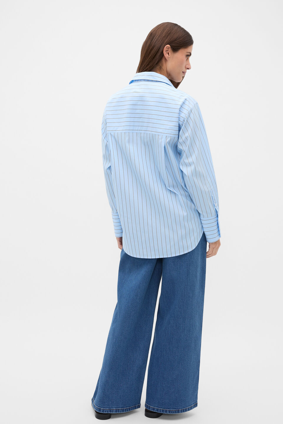 Textured Stripe Relaxed Shirt  Soft Blue Stripe