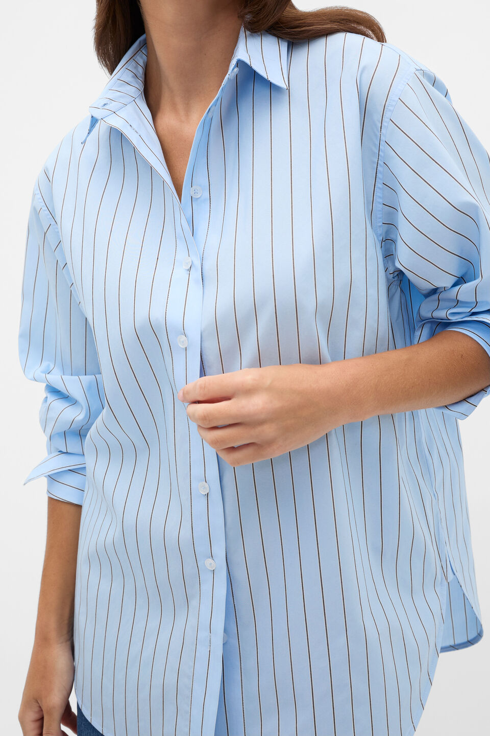 Textured Stripe Relaxed Shirt  Soft Blue Stripe