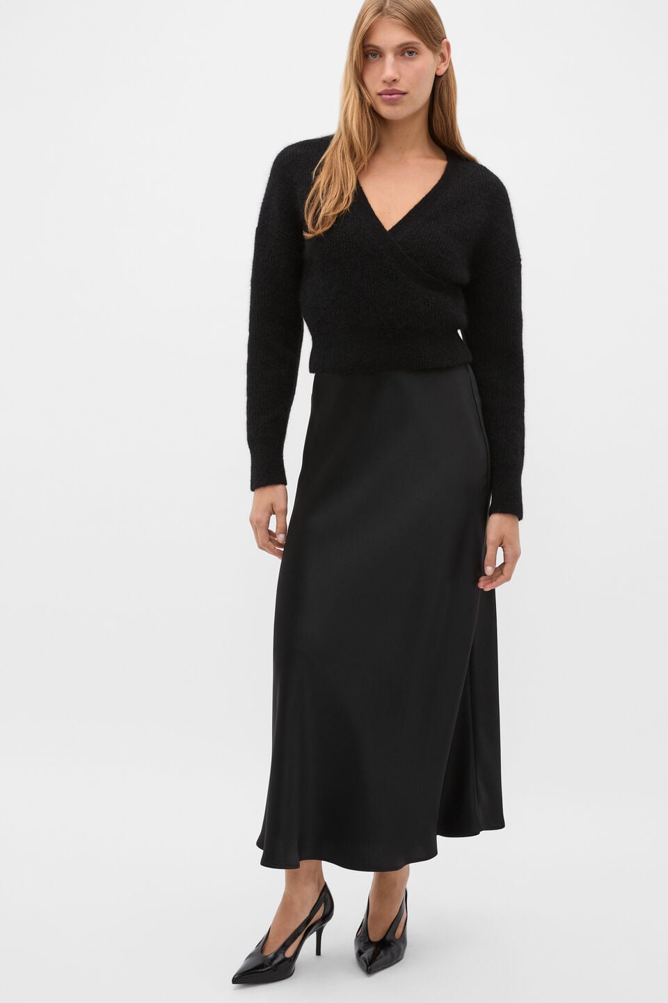 Wrap Front Knit  Black