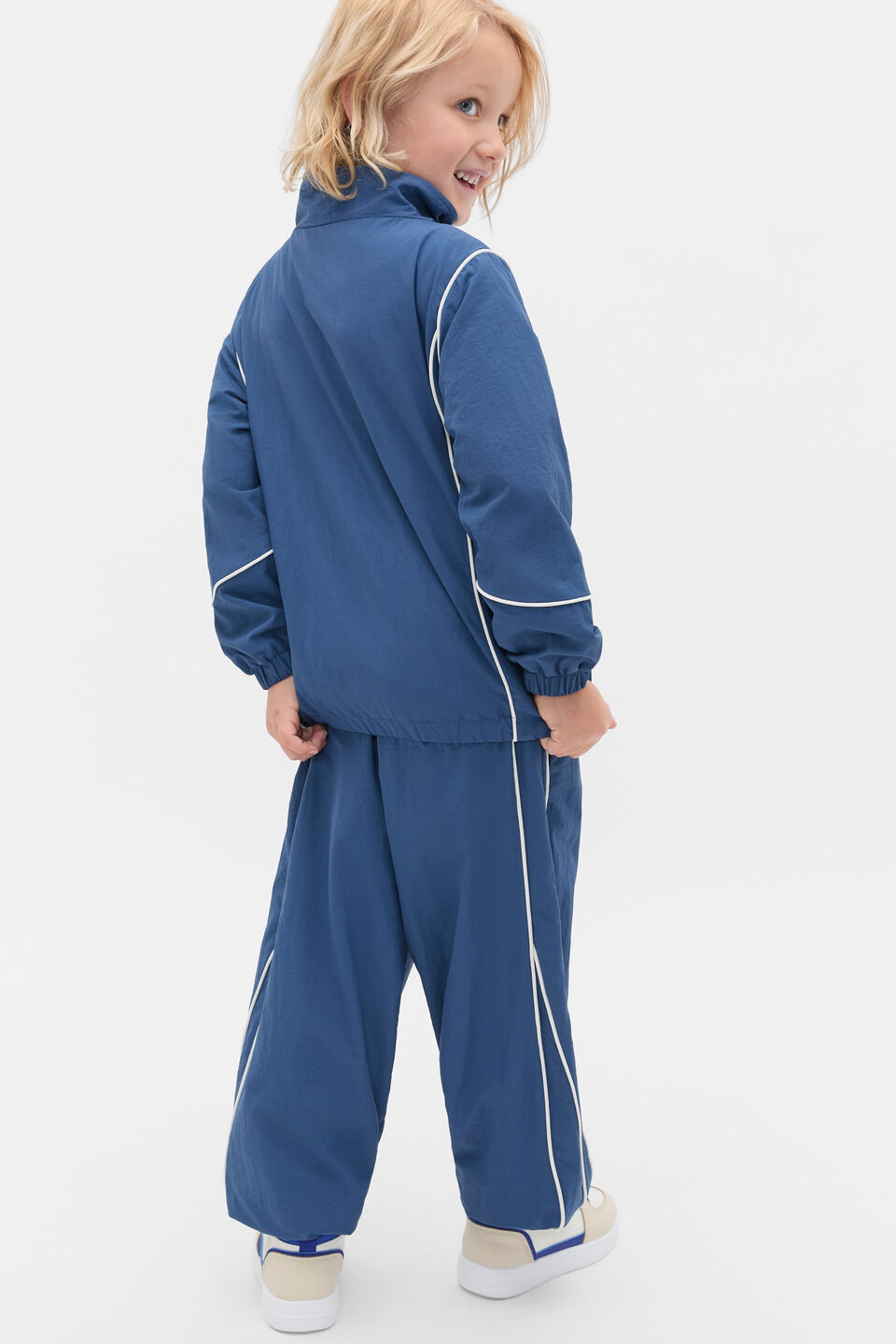 Core Piped Parachute Pant  Washed Navy