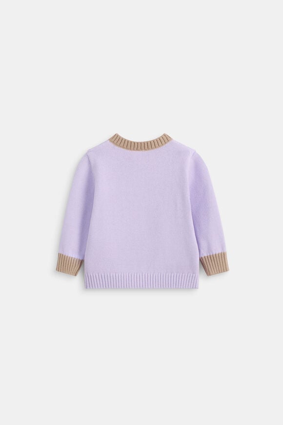 Colourblock Knit Cardigan  Lavender  hi-res