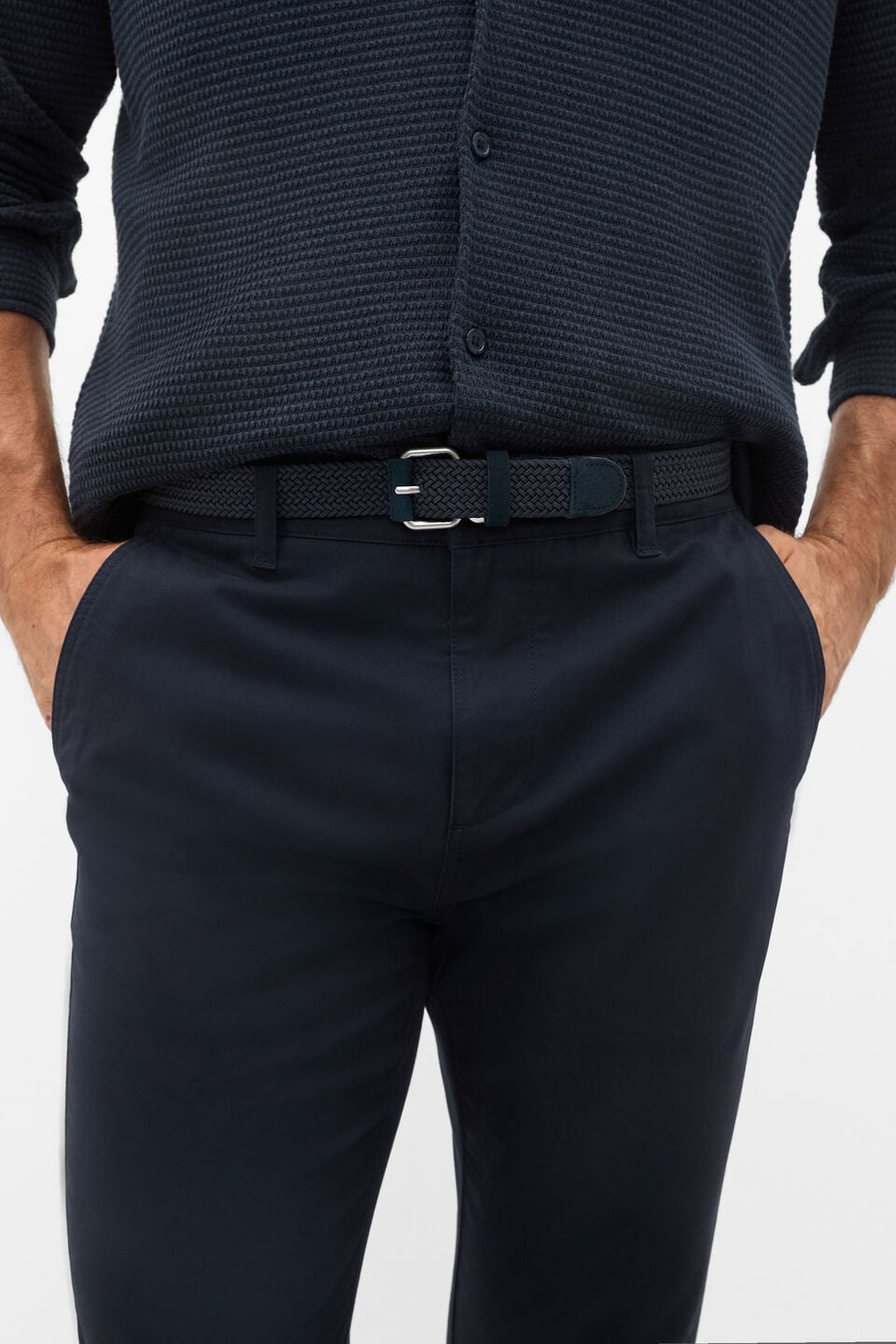 Braided Elastic Belt  Midnight Blue